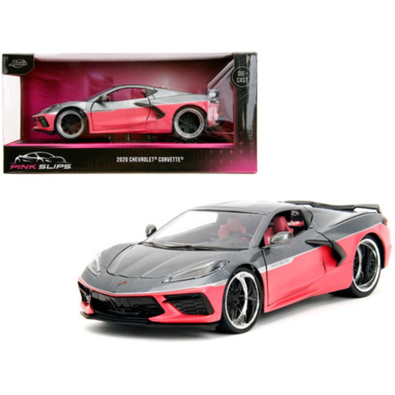 2020 Chevrolet Corvette Gray Metallic and Pink "Pink Slips" Series 1/24 Diecast Model Car by Jada