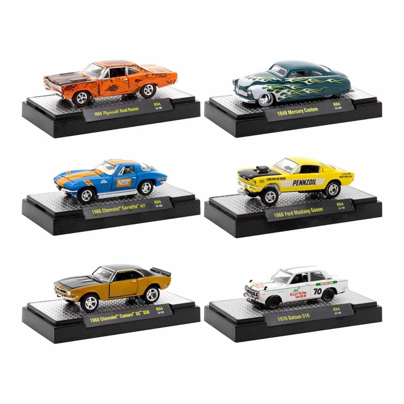 "Auto-Thentics" 6 piece Set Release 94 IN DISPLAY CASES Limited Edition 1/64 Diecast Model Cars by M2 Machines