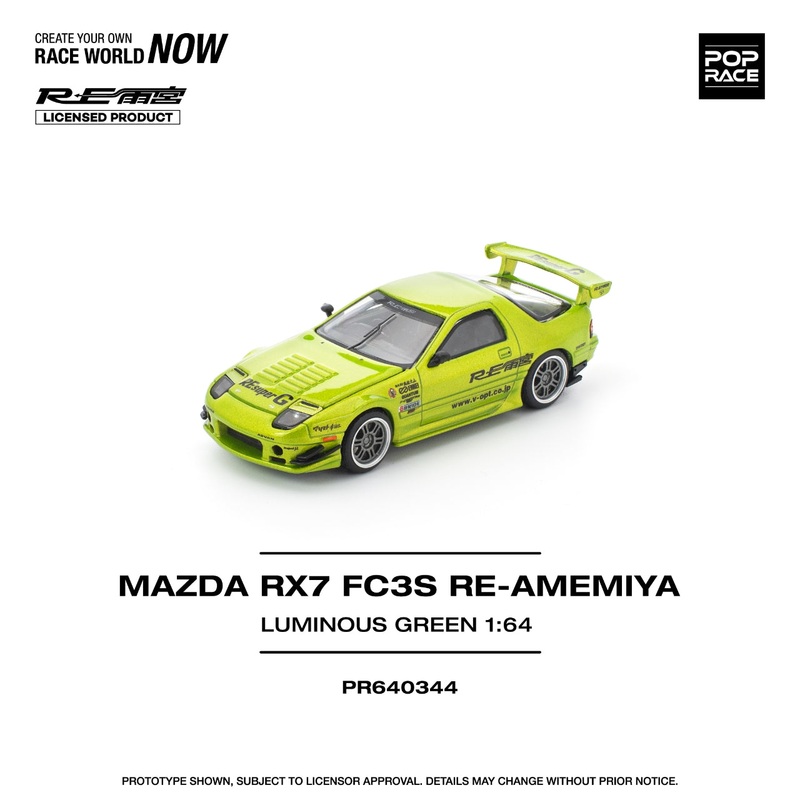 [Preorder] POPRACE 1:64 MAZDA RX7 FC3S RE-AMEMIYA LUMINOUS GREEN PR640344
