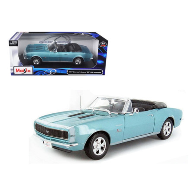 1/18 Maisto 1967 Chevrolet Camaro SS 396 Convertible (Turquoise Blue) Diecast Car Model