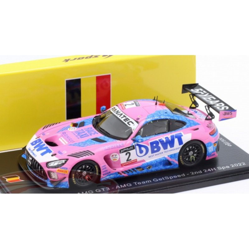 1/43 Spark 2022 Mercedes-Benz AMG GT3 #2 2nd 24h Spa Mercedes-AMG Team GetSpeed / BWT Luca Stolz, Steijn Schothorst, Maximilian Gtz Car Model