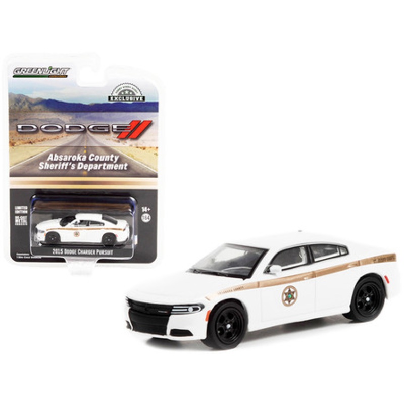 2015 Dodge Charger Pursuit White with Gold Stripes "Absaroka County Sheriff's Department" "Hobby Exclusive" 1/64 Diecast Model Car by Greenlight