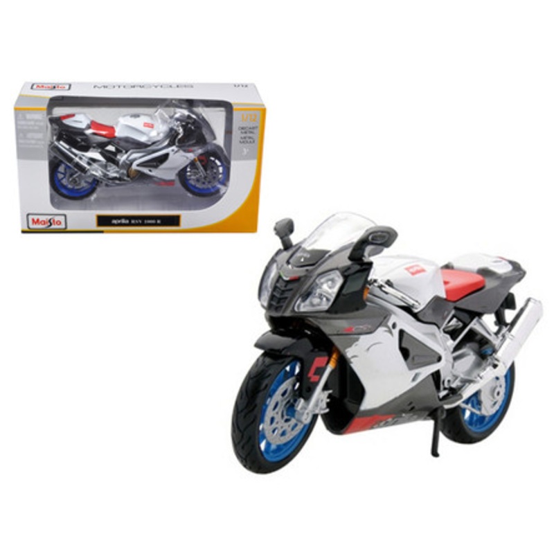 1/12 Maisto Aprilia RSV 1000 White Motorcycle Diecast Car Model