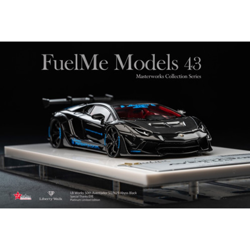 1/43 FuelMe Lamborghini Aventador LB Works Liberty Walk Abyss Black Platinum Limited Edition