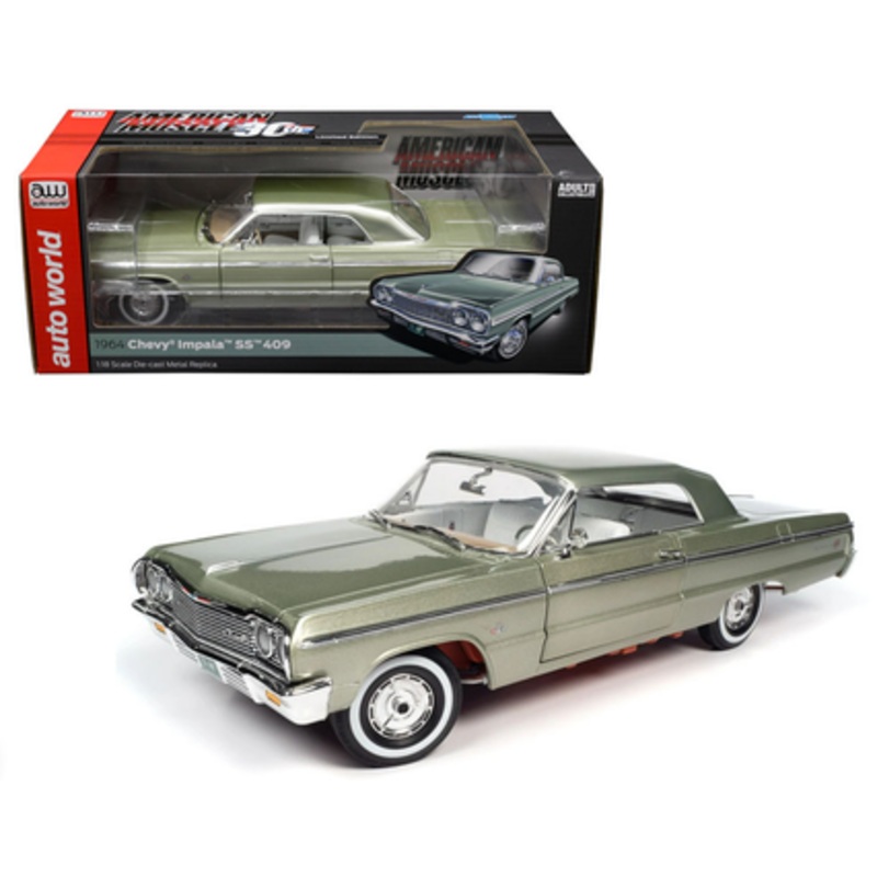 1/18 Auto World 1964 Chevrolet Impala SS 409 (Meadow Green Metallic) Diecast Car Model
