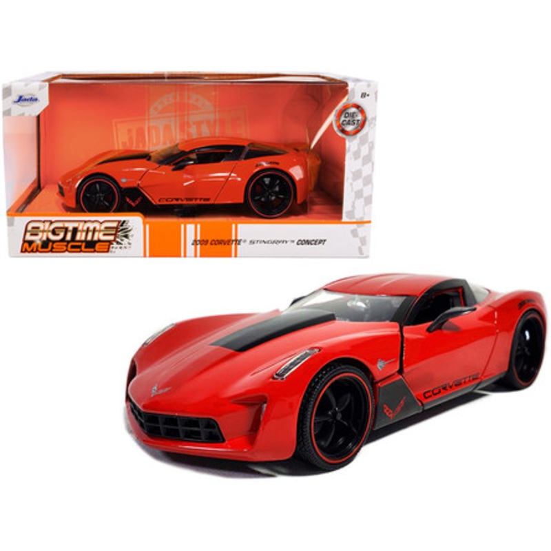 2009 Chevrolet Corvette Stingray Concept Red with Black Stripes "Bigtime Muscle" Series 1/24 Diecast Model Car by Jada