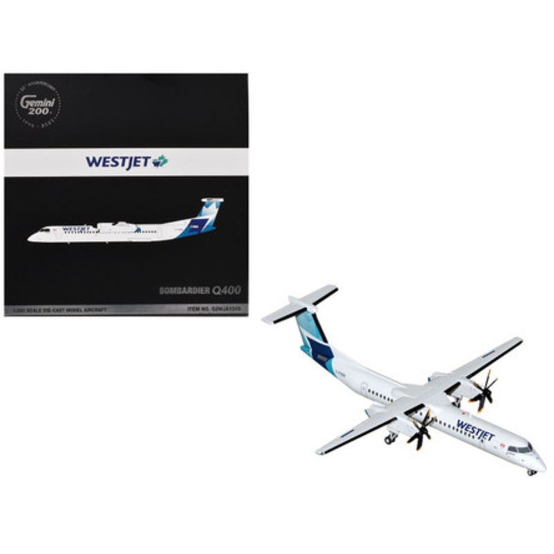 Bombardier Q400 Commercial Aircraft "WestJet Airlines" (C-FOEN) White with Blue Tail "Gemini 200" Series 1/200 Diecast Model Airplane by GeminiJets