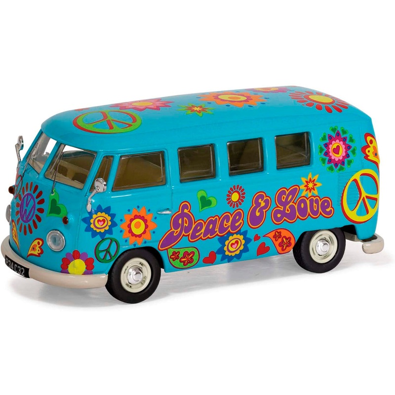 VW Campervan Peace Love and Freedom in Blue