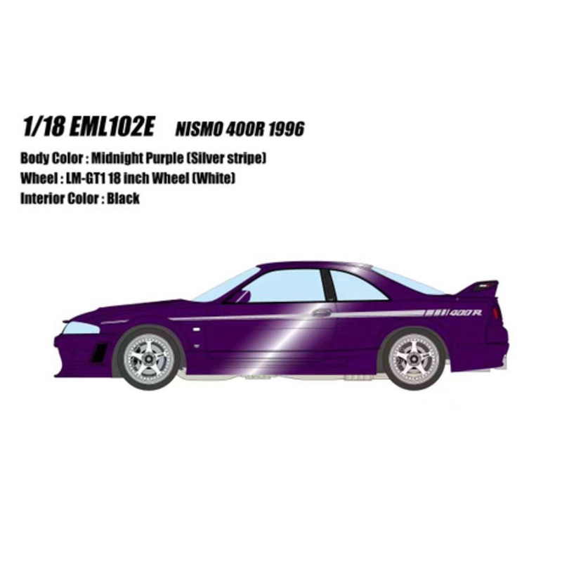 1/18 Makeup Nissan Skyline GT-R R33 Nismo 400R (Midnight Purple) LM-GT1 18 Inch Wheels Car Model