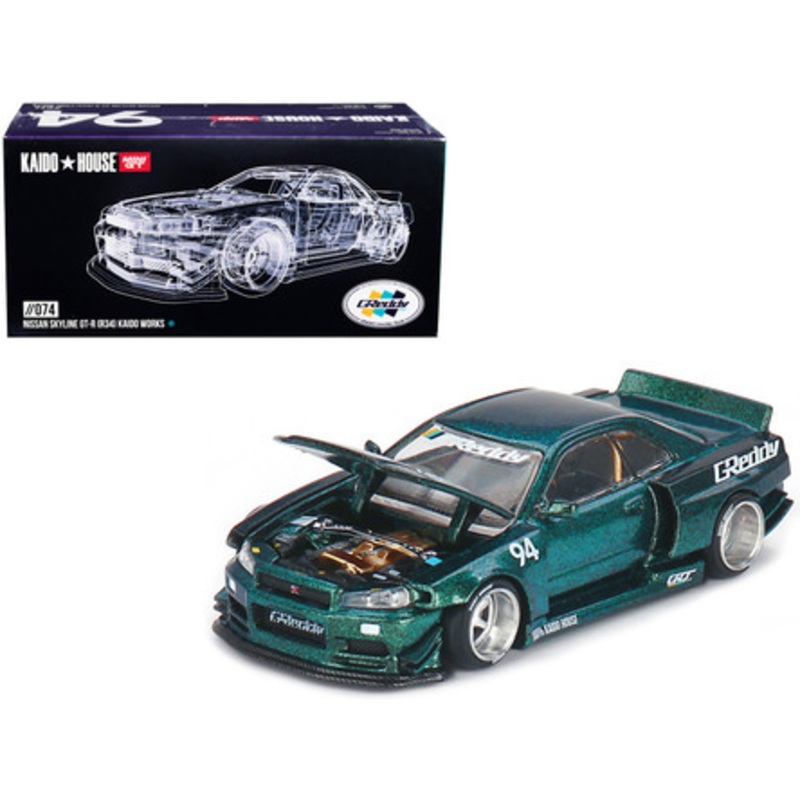 1/64 MINI GT Nissan Skyline GT-R (R34) Kaido Works GReddy V1