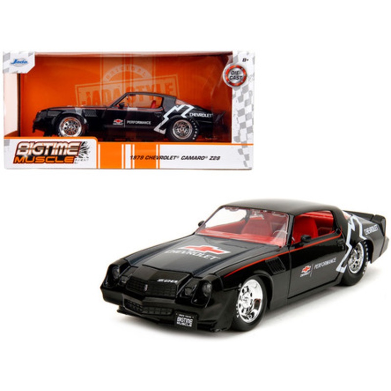 1979 Chevrolet Camaro Z28 "Chevrolet Performance" Black with Carbon Hood and Red Interior "Bigtime Muscle" Series 1/24 Diecast Model Car by Jada