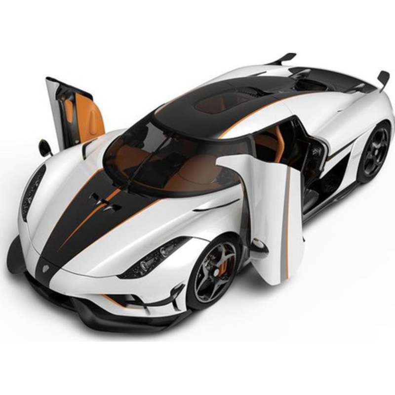 1/18 AUTOart Koenigsegg Regera Ghost Package (Crystal White with Black Carbon & Orange Accents) Car Model