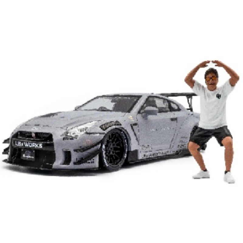 1/18 Solido 2024 Nissan Skyline GT-R GTR R35 Liberty Walk 2.0 (Grey) Diecast Car Model with Figure