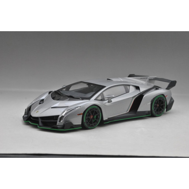 1/18 Kyosho Ousia Lamborghini Veneno Hardtop (Grey w/ Green Line) Car Model
