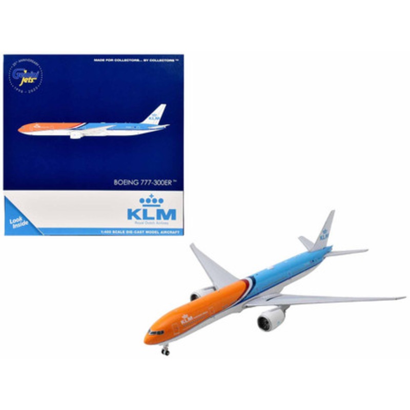 Boeing 777-300ER Commercial Aircraft "KLM Royal Dutch Airlines" (PH-BVA) Orange and Blue 1/400 Diecast Model Airplane by GeminiJets