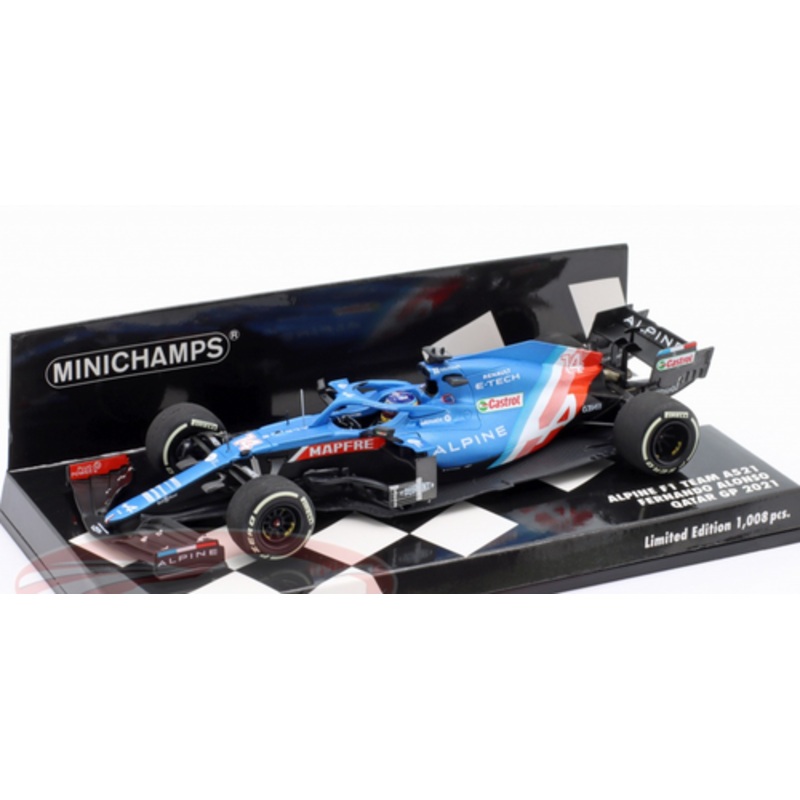 1/43 Minichamps 2021 Formula 1 Fernando Alonso Alpine A521 #14 3rd Qatar GP Car Model