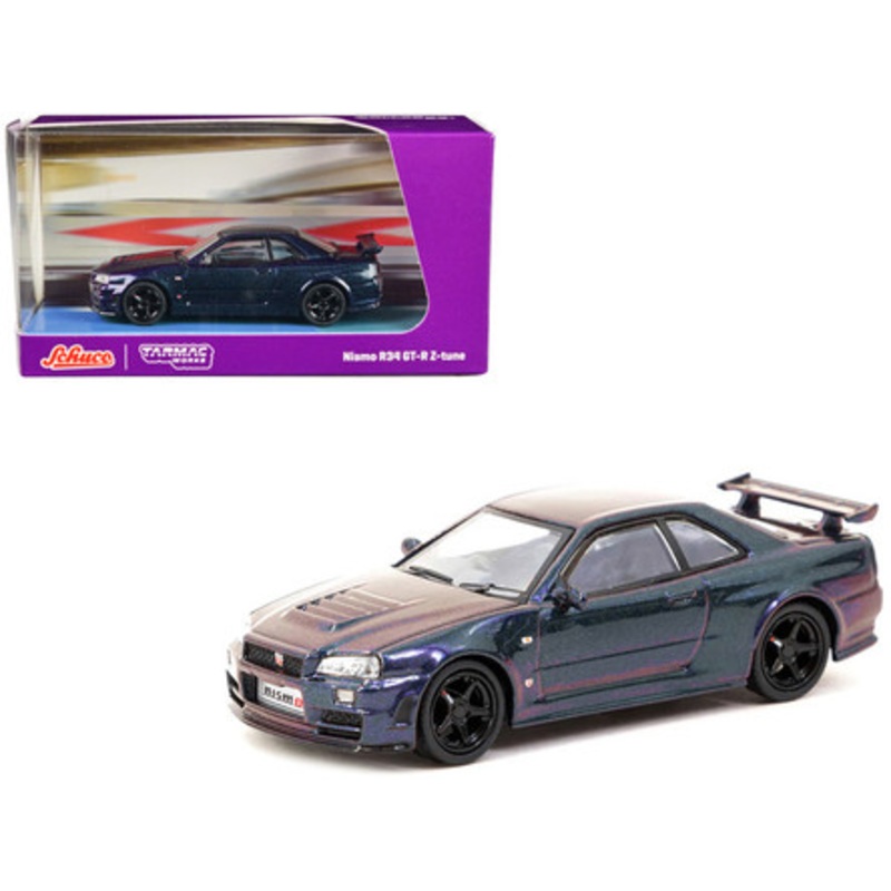 1/64 Tarmac Works & Schuco Nissan Skyline GT-R (R34) Z-tune Midnight Purple III Diecast Car Model