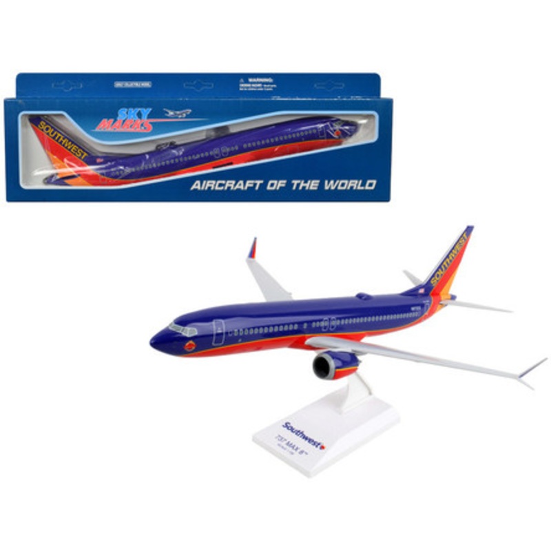 Boeing 737 MAX 8 Commercial Aircraft "Southwest Airlines" (N872CB) Blue with Red and Orange Stripes (Snap-Fit) 1/130 Plastic Model by Skymarks