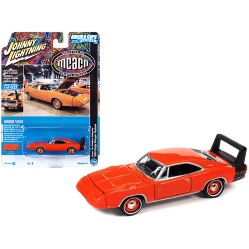 1969 Dodge Charger Daytona HEMI Orange with Black Tail Stripe "MCACN (Muscle Car and Corvette Nationals)" Limited Edition to 4332 pieces Worldwide "Muscle Cars USA" Series 1/64 Diecast Model Car by Johnny Lightning