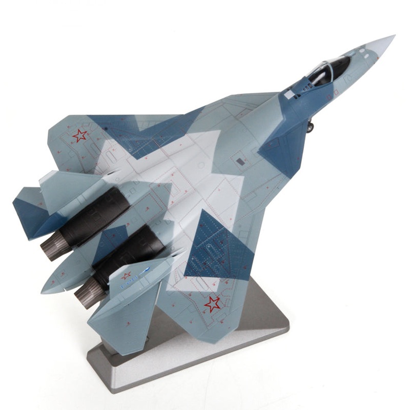 Sukhoi Su-57 5th Generation Stealth Russian Fighter - Blue Splinter Camo -1/72 Scale Diecast Metal Model by Air Force 1