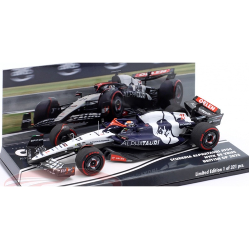 1/43 Minichamps 2023 Formula 1 Nyck de Vries Alpha Tauri AT04 #21 British GP Car Model