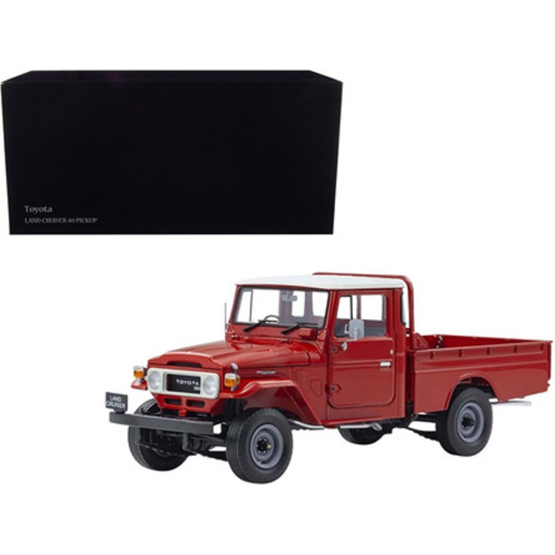 Toyota Land Cruiser 40 RHD (Right Hand Drive) Pickup Truck Red with Matt White Top 1/18 Diecast Model Car by Kyosho