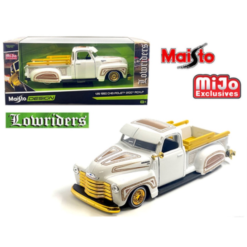 1/24 Maisto 1950 Chevrolet 3100 Pickup Truck Lowrider (White) Diecast Car Model