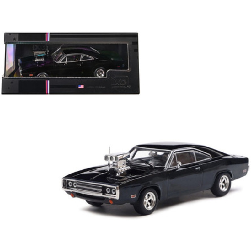 1970 Dodge Charger with Blown Engine Black 1/43 Diecast Model by IXO Models