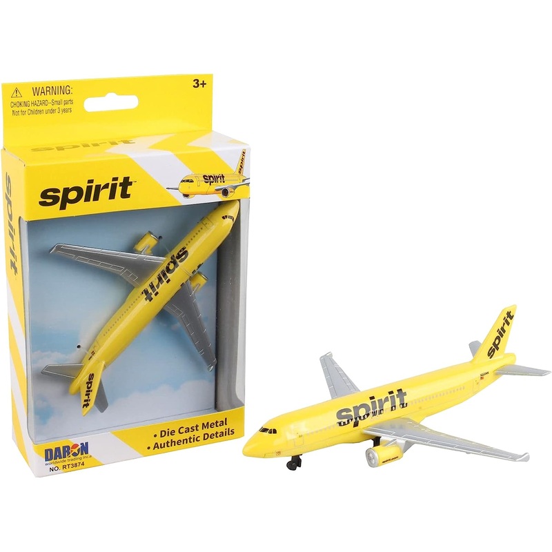 5.75 Inch Airbus A320 Spirit Airlines Diecast Model APPROX 1/257 Scale Diecast Airplane Model by Daron (Single Plane)