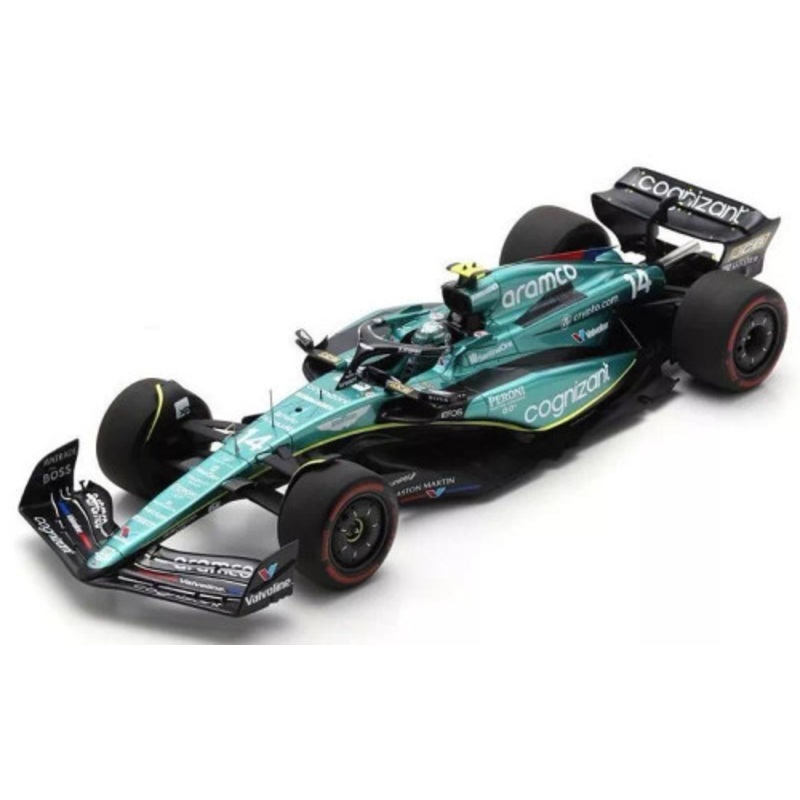 1/18 Spark 2023 Formula 1 Aston Martin AMR23 No.14 Aston Martin Aramco Cognizant F1 Team British GP 7th Place Fernando Alonso Car Model