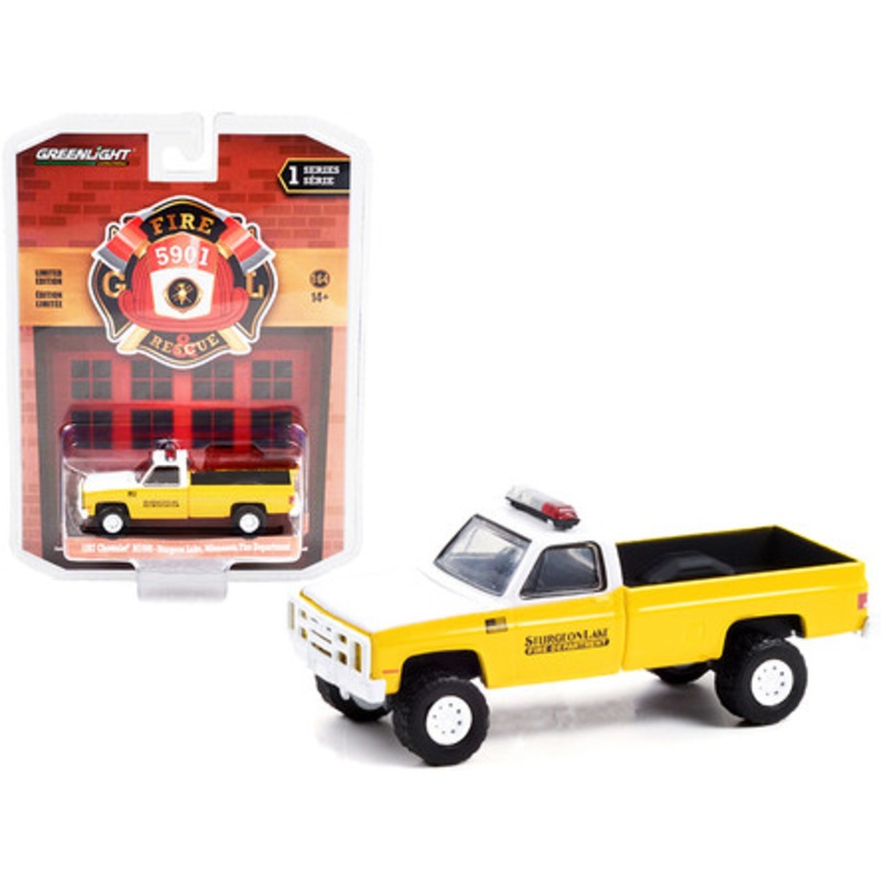 1/64 Greenlight 1987 Chevrolet M1008 Pickup Truck Yellow and White "Sturgeon Lake Fire Department" (Minnesota) "Fire & Rescue" Series 1 Diecast Car Model
