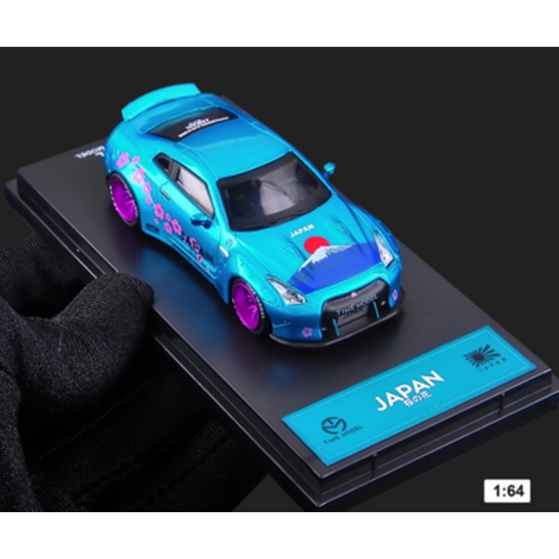 1/64 Nissan GTR GT-R R35 LB Wide Body Low Tail SAKURA Edition SP Diecast Model Car by Time Model