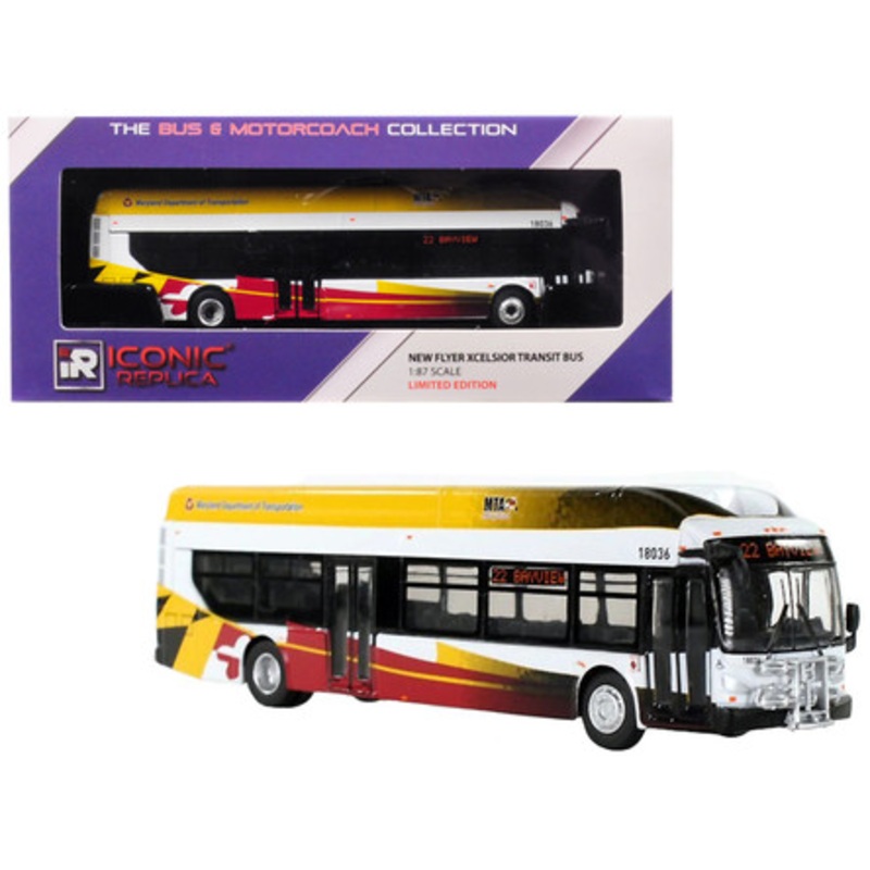 1/87 IR Iconic Replicas New Flyer Xcelsior Transit Bus "22 Bayview" (Baltimore) "MTA Maryland Department of Transportation" Diecast Car Model