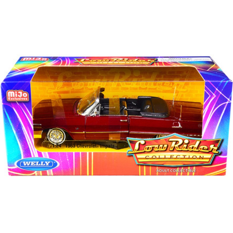 1963 Chevrolet Impala SS Convertible Red Metallic "Low Rider Collection" 1/24 Diecast Model Car by Welly