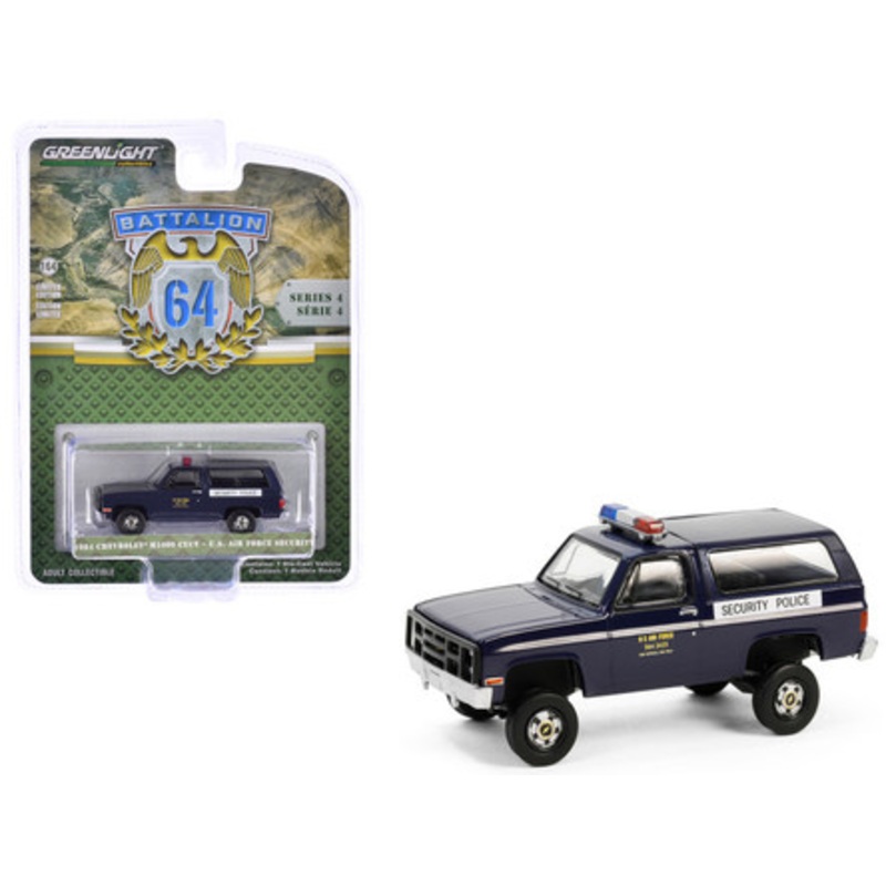 1984 Chevrolet M1009 CUCV "United States Air Force Security Police" Dark Blue "Battalion 64" Series 4 1/64 Diecast Model Car by Greenlight