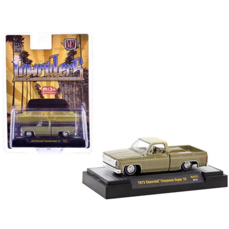 1/64 M2 Machines 1973 Chevrolet Cheyenne Super 10 Pickup Truck Lowriders (Gold) Diecast Car Model