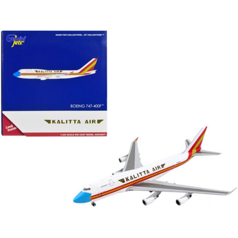 Boeing 747-400F Commercial Aircraft "Kalitta Air" White with Stripes "Mask" Livery 1/400 Diecast Model Airplane by GeminiJets