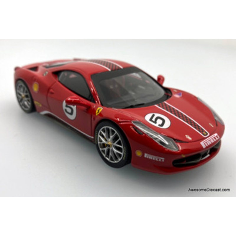 Ferrari 458 Challenge #5, Red 1:43 Diecast Model Car by Hot Wheels