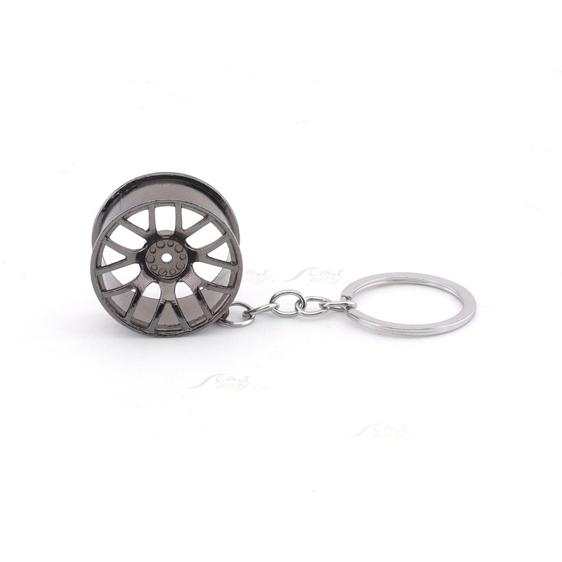 Wheel rim black keyring / keychain