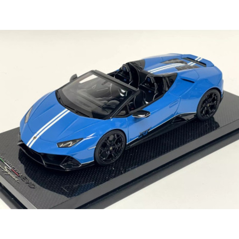 1/18 MR Collection Lamborghini Huracan Evo Spyder (Le Mans Blue with White Stripe) Car Model Limited 60 Pieces