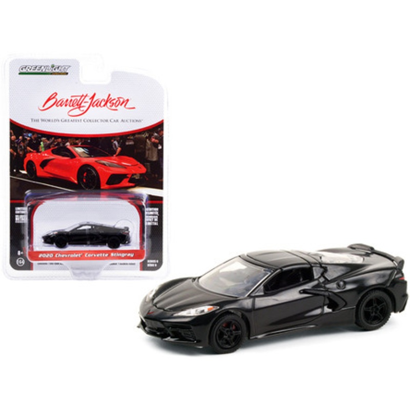 2020 Chevrolet Corvette C8 Stingray Black VIN #001 (Lot #3007) Barrett Jackson "Scottsdale Edition" Series 6 1/64 Diecast Model Car by Greenlight
