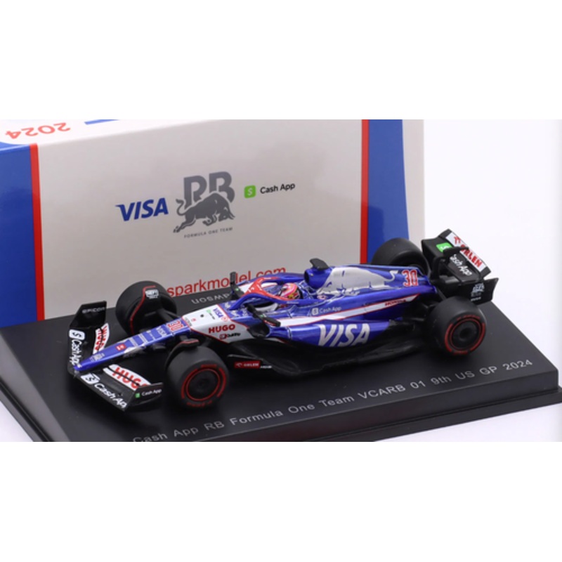 1/64 Spark 2024 Formula 1 Visa Cash App RB Formula One Team VCARB 01 #30 9th Place US GP 2024 Liam Lawson Car Model