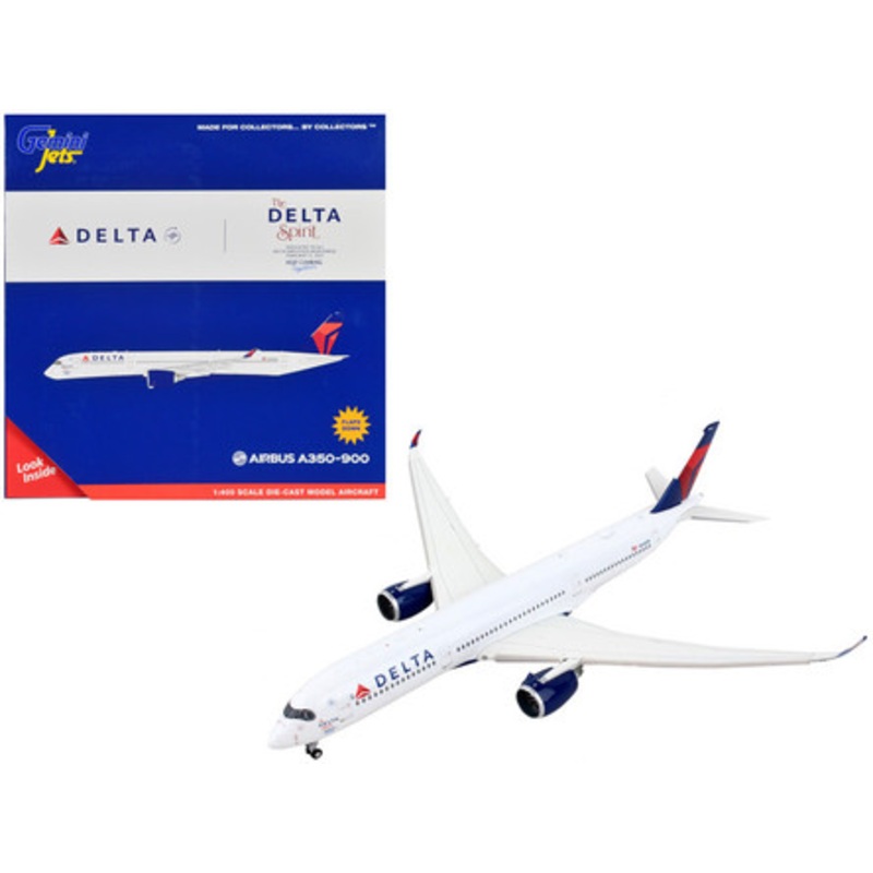 Airbus A350-900 Commercial Aircraft with Flaps Down "Delta Air Lines" White with Blue and Red Tail 1/400 Diecast Model Airplane by GeminiJets