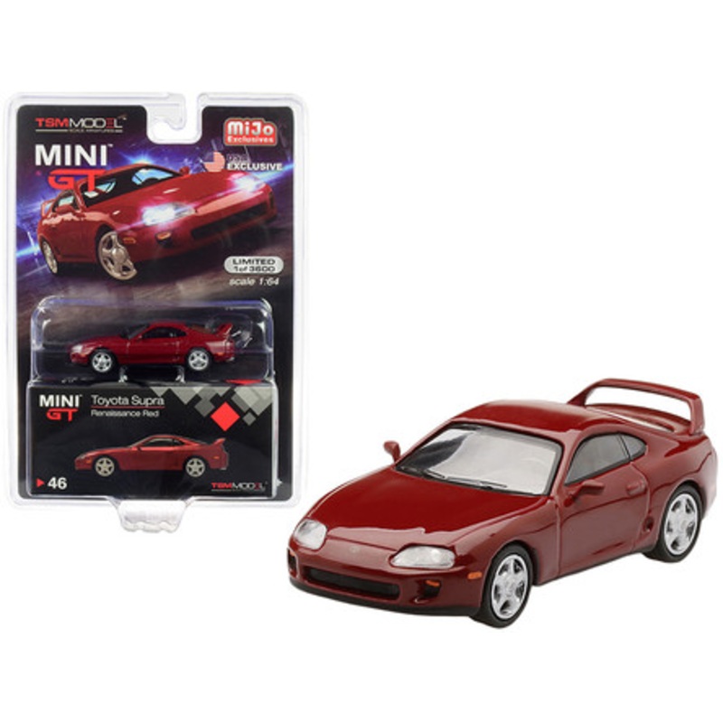 Toyota Supra (JZA80) LHD (Left Hand Drive) Renaissance Red Limited Edition to 3,600 pieces Worldwide 1/64 Diecast Model Car by True Scale Miniatures