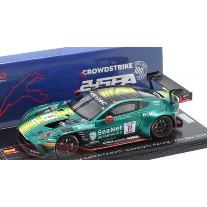1/43 Spark Aston Martin Vantage AMR GT3 EVO No.11 Comtoyou Racing 24H Spa 2024 K. Pauwels  J. De Wilde  D. Rappange  J. Van Uitert Car Model