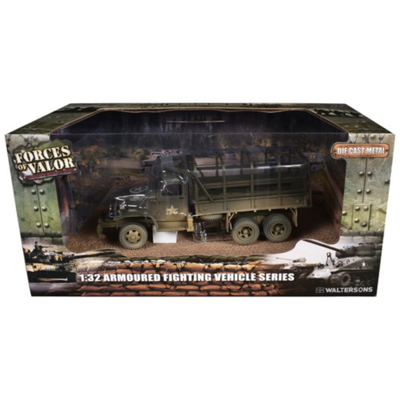 GMC CCKW-353B Cargo Truck "1st Infantry Division Weymouth England World War II" (1945) United States Army with Figures "Armoured Fighting Vehicle" Series 1/32 Diecast Model by Forces of Valor