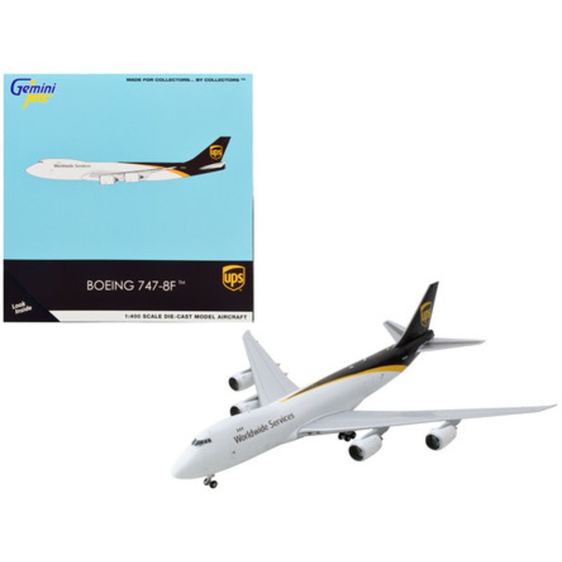 Boeing 747-8F Commercial Aircraft "UPS Worldwide Services" White with Brown Tail 1/400 Diecast Model Airplane by GeminiJets