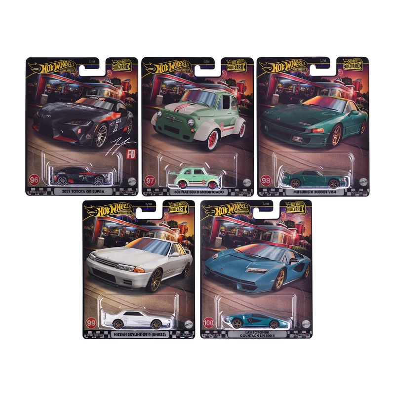 "Boulevard 96-100" 5 piece Set "Premium" 2024 Series Diecast Model Cars by Hot Wheels