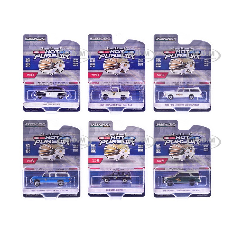 "Hot Pursuit" Series 46 Set of 6 Police Cars 1/64 Diecast Model Cars by Greenlight