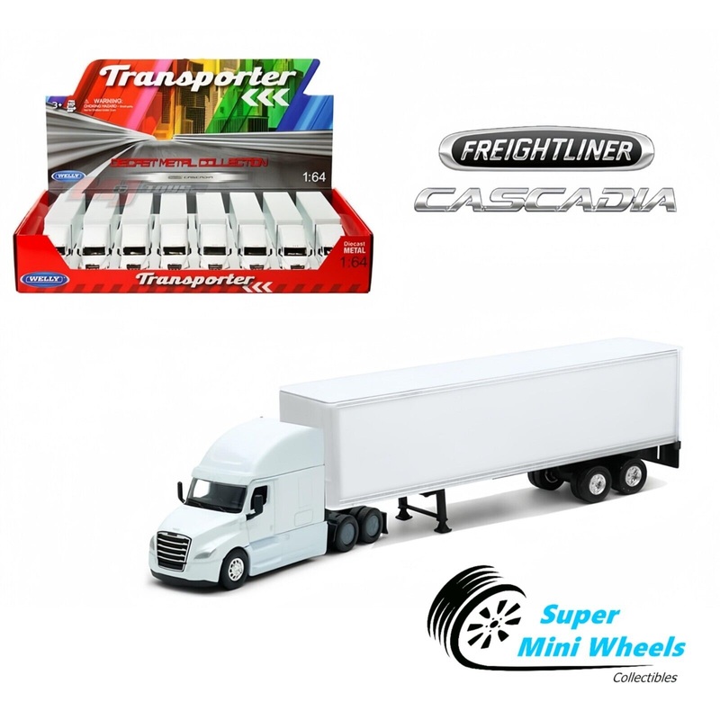 Welly 1:64 Freightliner Cascadia Tractor Trailer  Plain White
